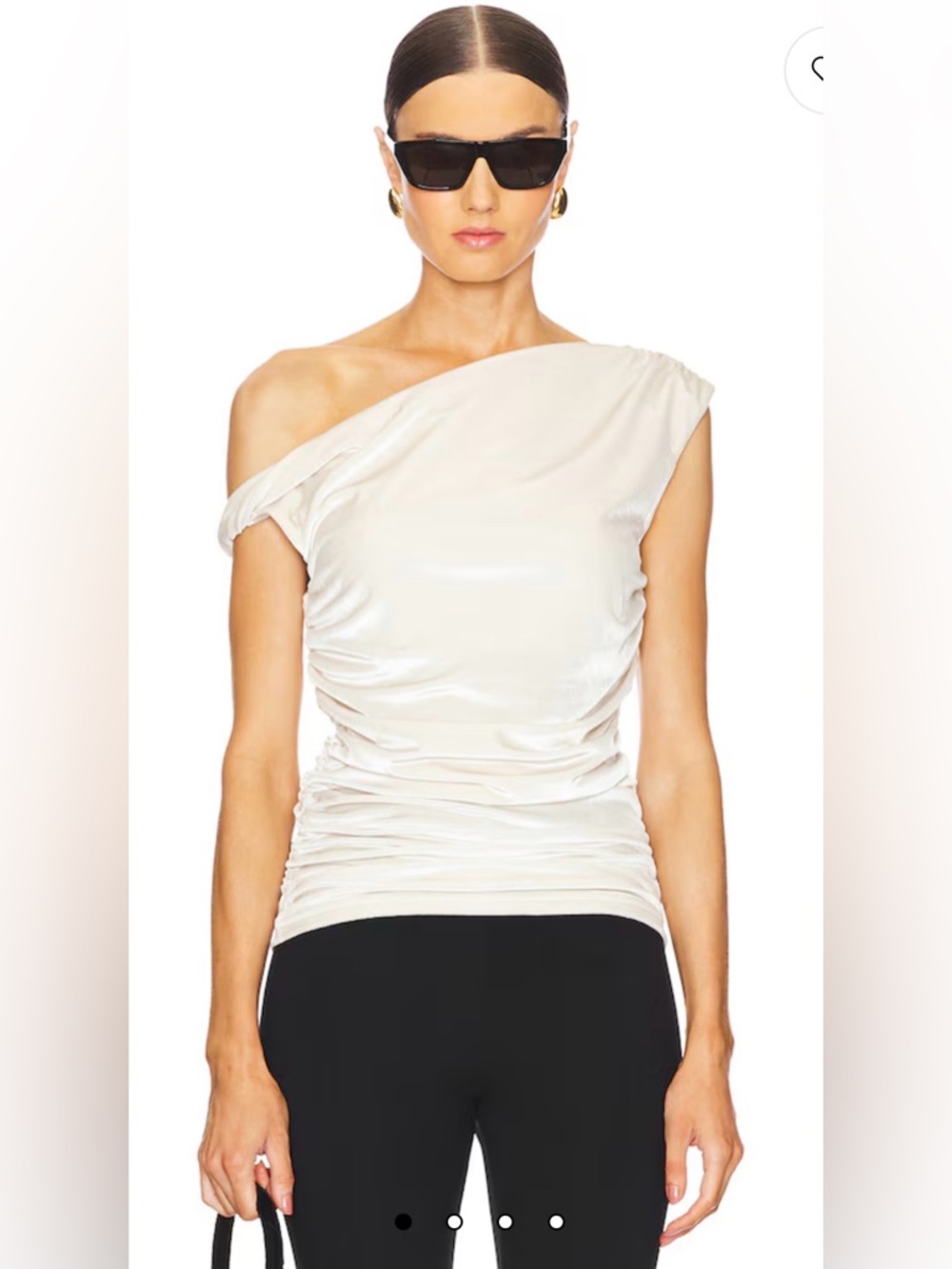 NONchalant One-Shoulder Cream Ruched Camisole.